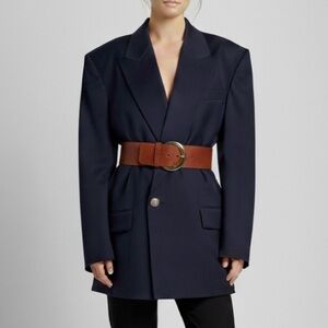 Vintage Ports Navy Blue Longline Wool Blazer - 10, made in Canada 🇨🇦